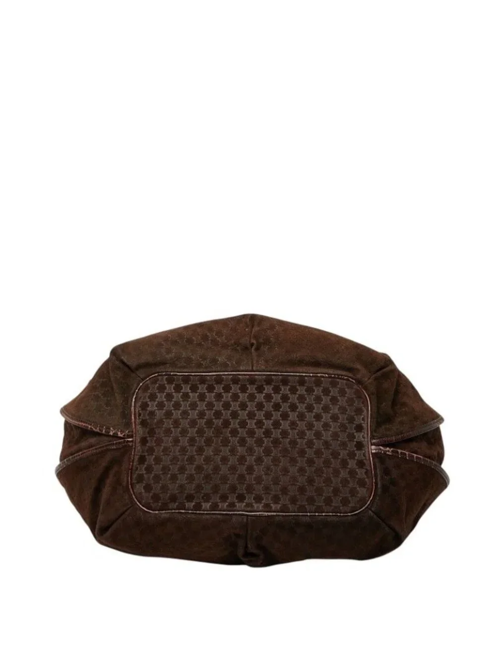 Celine Macadam Bittersweet Croco Embossed Tote Bag Brown Chocolate Leather Suede